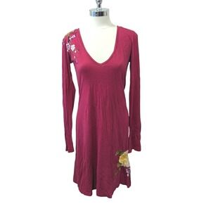 JWLA by Johnny Was Embroidered Floral Long Sleeve LOVE Dress Red Size Small‎